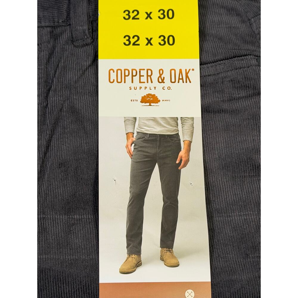 Copper & Oak Men’s Gray Corduroy Pants Size 32x30 New with Tags - Picture 2 of 5